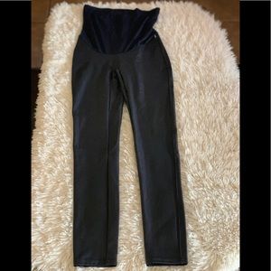 Spanx Mama Faux Leather Maternity Leggings Size M